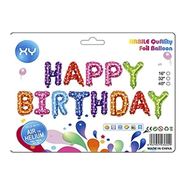 Φουσκωτό Μεταλλιζέ Happy Birthday Ύψος γραμμάτων=41cm Homie 116791 - Πολύχρωμο - (1ΣΕΤ) - (96-771)