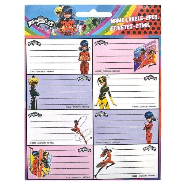 Ετικέτες Miraculous σετ=2φυλλα 16 Ετικέτες 15x20cm Gim - (20ΣΕΤ) - (50-3034)
