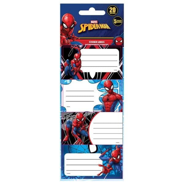 Ετικέτες Spiderman σετ=5 Φύλλα 20 Ετικέτες Spiderman - (10ΣΕΤ) - (50-3129)