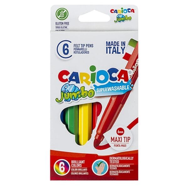 Μαρκαδόροι Carioca Jumbo 6mm σετ=6 Χρώματα Carioca 40568 - (24ΣΕΤ) - (60-193)