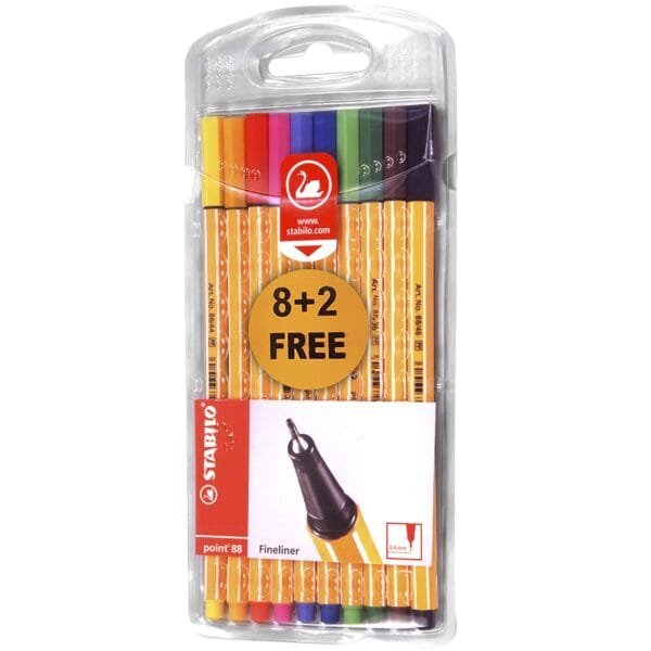 Μαρκαδοράκι Stabilo Point 0.4mm σετ=10τεμ Stabilo EA8810 - (1ΣΕΤ) - (60-367)