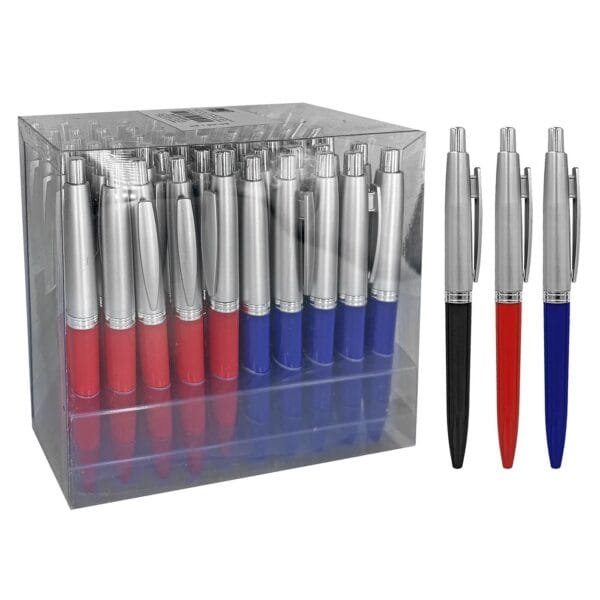 Στυλό Κλιπ Ασημί Κεφάλι Ballpoint 1.0mm JustNote 8076 - (60ΤΕΜ) - (60-56)