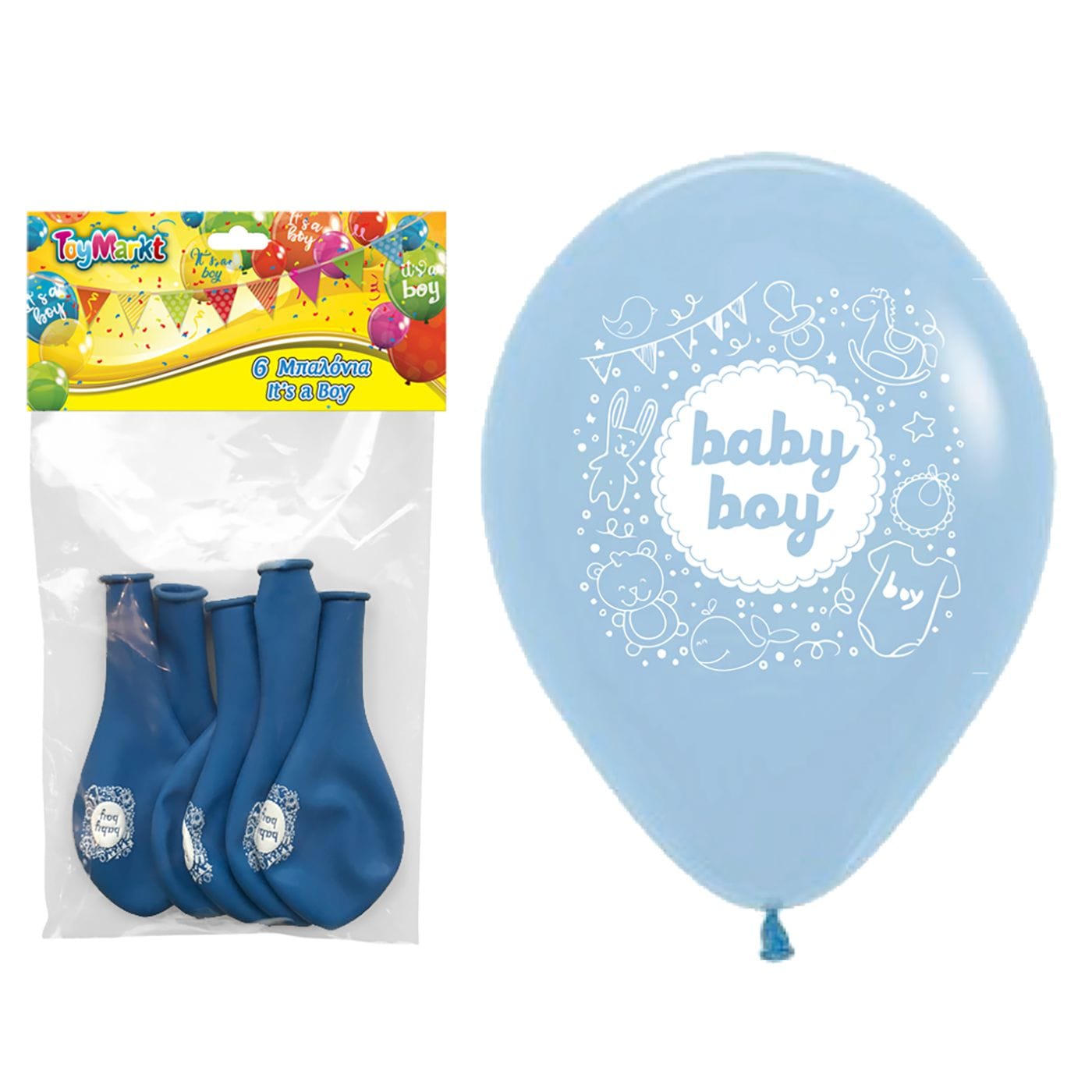 Μπαλλόνια 12" 6τεμ Baby boy 30cm ToyMarkt 911265 - (1ΣΕΤ) - (71-1245)
