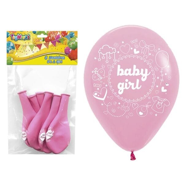 Μπαλλόνια 12" 6τεμ Baby Girl 30cm ToyMarkt 911266 - (1ΣΕΤ) - (71-1246)
