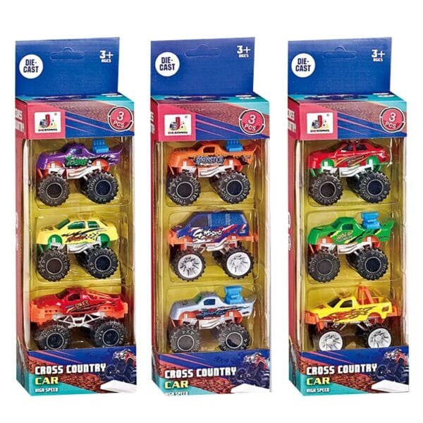 Σετ 3 Μίνι Αγροτικά Μεγάλες Ρόδες die Cast Metal Free Wheels 9x25x6cm ToyMarkt 913362 - (1ΤΕΜ) - (71-3342)