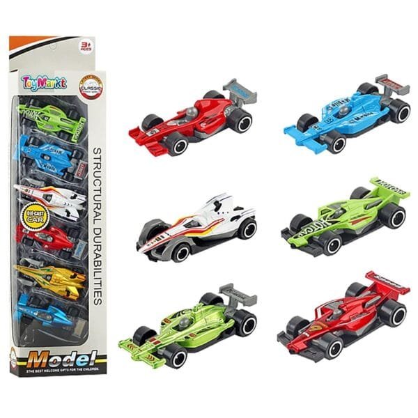 Κουτί 6 Φόρμουλες 8cm Μεταλλικές Free Wheels 9x35x4cm ToyMarkt 913481 - (1ΤΕΜ) - (71-3461)