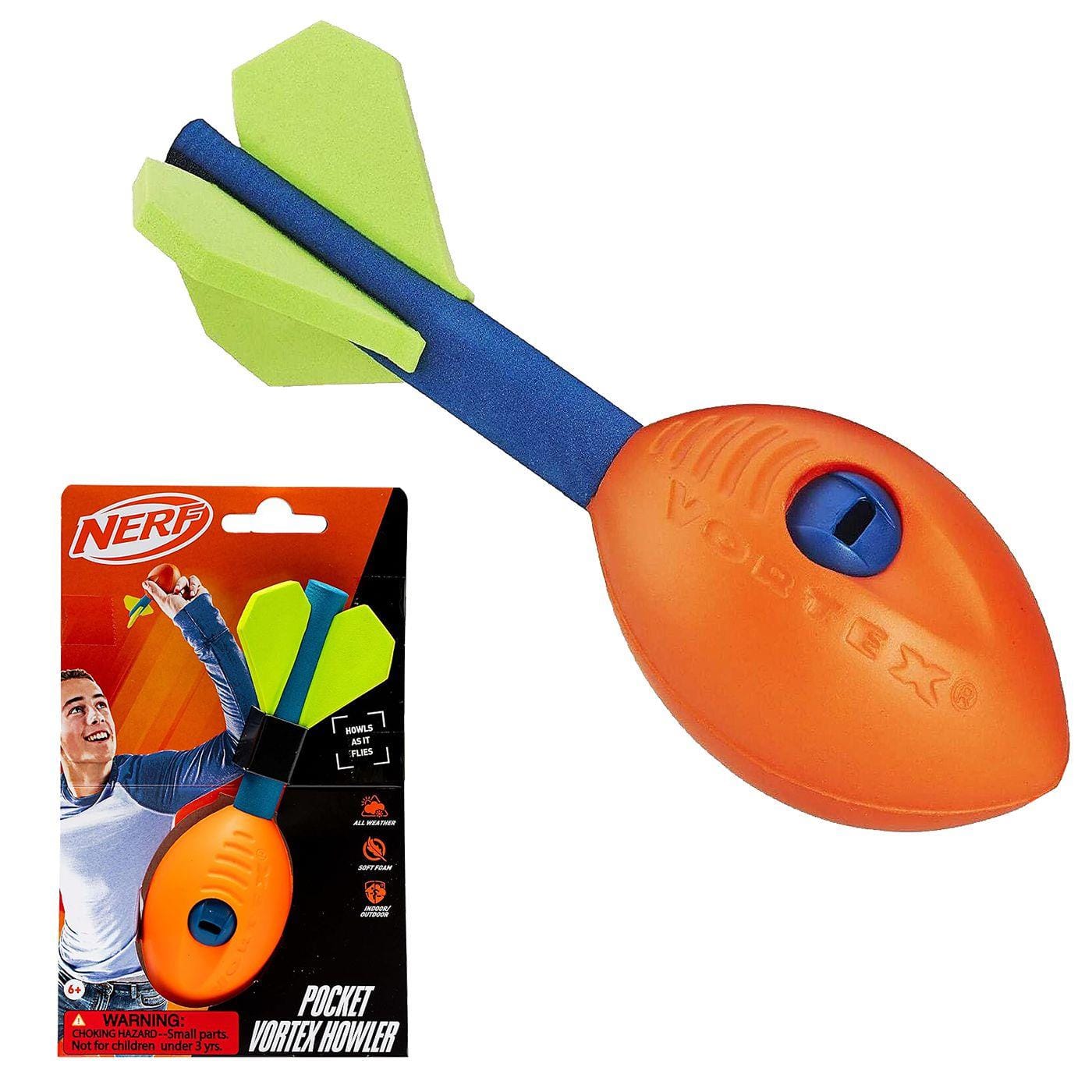 Nerf Sports Μπάλα Πύραυλος Pocket Vortex Howler 17x ø5,5cm ToyMarkt 913507 - (1ΤΕΜ) - (71-3487)