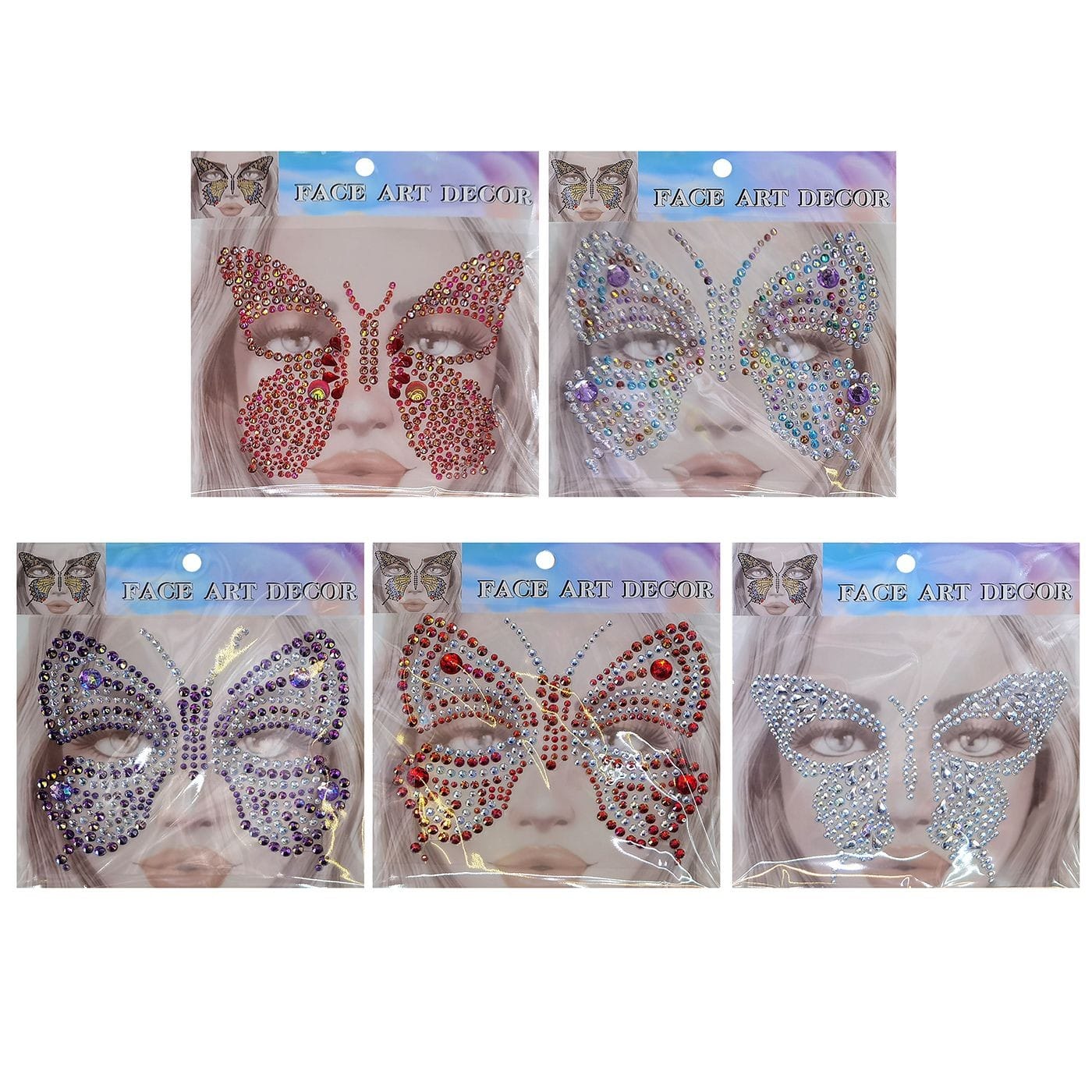 Αυτοκόλλητα Προσώπου Πεταλούδα Face Gems 17x17cm Carnavalista 232485 - Τυχαίο-Χρώμα-Σχέδιο-Επιλογή - (12ΤΕΜ) - (3-2465)