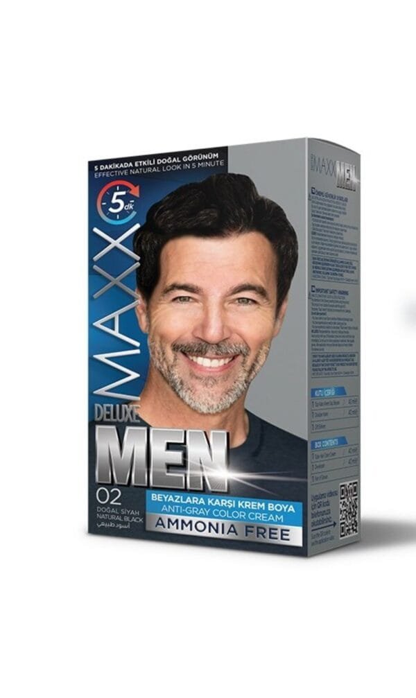 Maxx Deluxe Men Anti-Gray Hair Color 02 Natural Black 80 ml
