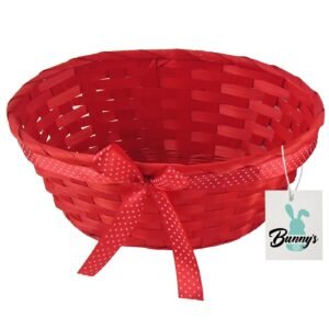 Καλάθι Μπαμπού με Πουά Κορδέλα 25x18x10cm Bunny's 932178 - Κόκκινο - (1ΤΕΜ) - (73-2158)
