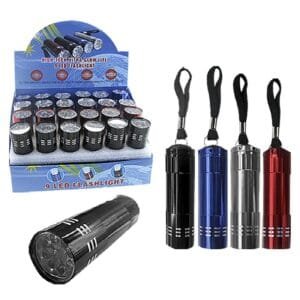 Φακός Μεταλλικός 9led 8,5x2,5cm Homie 108165 - Τυχαίο-Χρώμα-Σχέδιο-Επιλογή - (24ΤΕΜ) - (88-145)