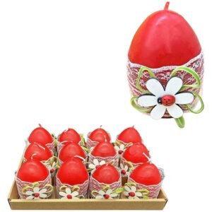 Κερί Αυγό με Πασχαλίτσα 8cm Bunny's 932161 - (12ΤΕΜ) - (73-2141)