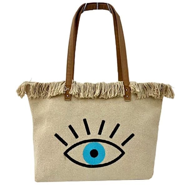 Τσάντα Παραλίας Cotton Μάτι 50x36x14cm SummerTiempo 623144 - (1ΤΕΜ) - (42-3124)
