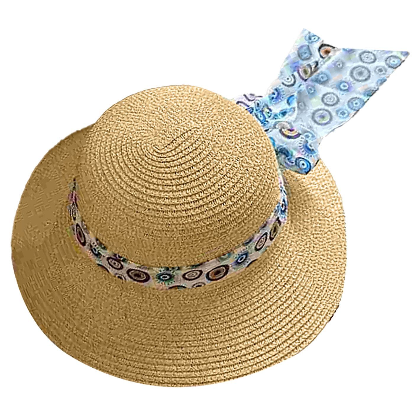 Καπέλο Ψαθόχαρτο με Κορδέλα Μάτια ø34cm SummerTiempo 623165 - Εκρού - (1ΤΕΜ) - (42-3145)