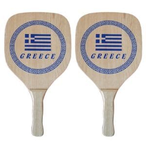 Ρακέτες Ξύλινες Παραλίας Greece ~410gr/Ρακέτα, ~570cm², 40x22x1,2cm SummerTiempo 62348 - (1ΖΕΥ) - (42-328)