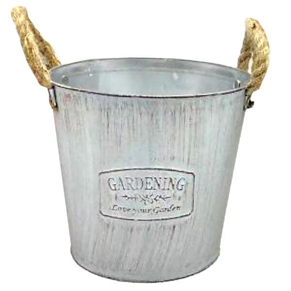 Γλαστράκι-Κασπώ Μεταλλικό Gardening Φ16x14cm Homie 423089 - Άσπρο - (1ΤΕΜ) - (22-3069)