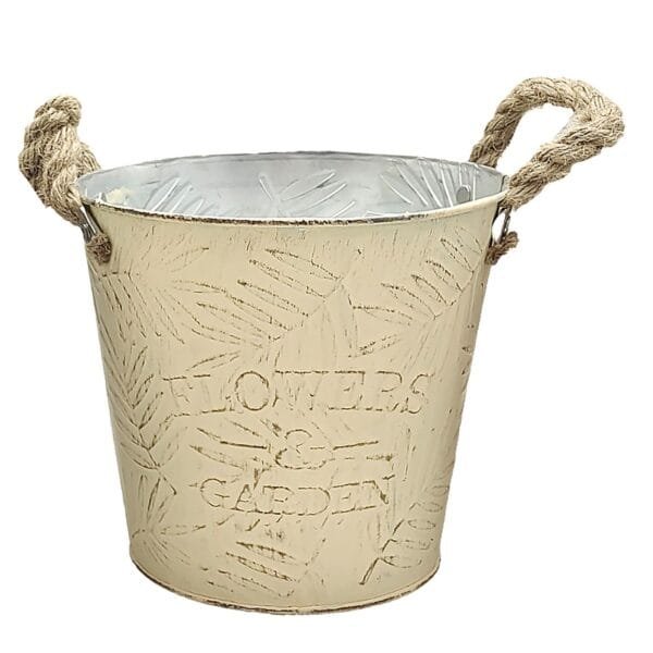 Γλαστράκι-Κασπώ Μεταλλικό με Κλαδιά Φ18x17cm Homie 423085 - Μπεζ - (1ΤΕΜ) - (22-3065)