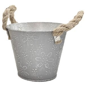 Γλαστράκι-Κασπώ Μεταλλικό Λουλουδάτο Φ16x14cm Homie 423086 - Γκρι - (1ΤΕΜ) - (22-3066)