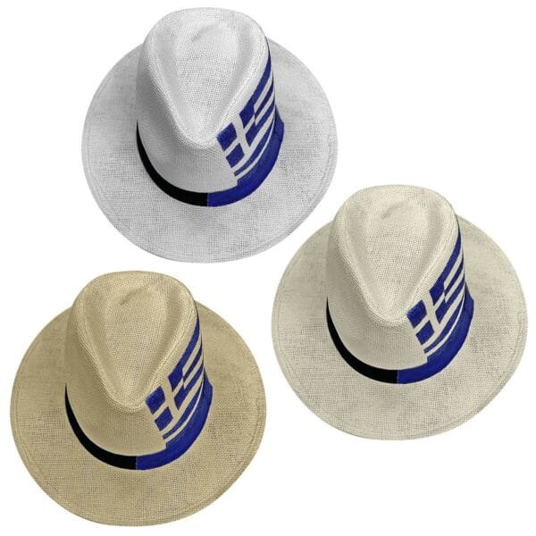 Καπέλο Ψαθόχαρτο Cowboy με Κορδέλα Ελληνική Σημαία 34x31x12cm SummerTiempo 623229 - Τυχαίο-Χρώμα-Σχέδιο-Επιλογή - (1ΤΕΜ) - (42-3209)