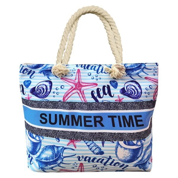 Τσάντα Παραλίας Summer Κοχύλια 50x34x15cm SummerTiempo 622758 - (1ΤΕΜ) - (42-2738)