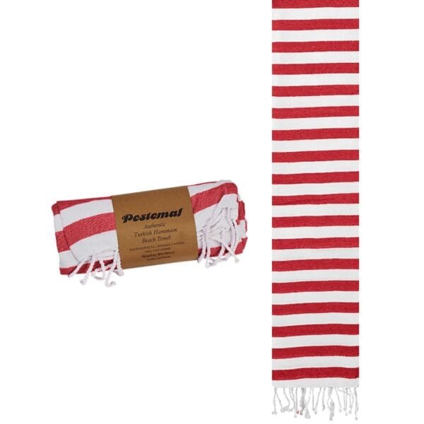 Πετσέτα Θαλάσσης Pestemal Ριγέ ~280g 90x180cm SummerTiempo 62841 - Κόκκινο - (1ΤΕΜ) - (42-821)