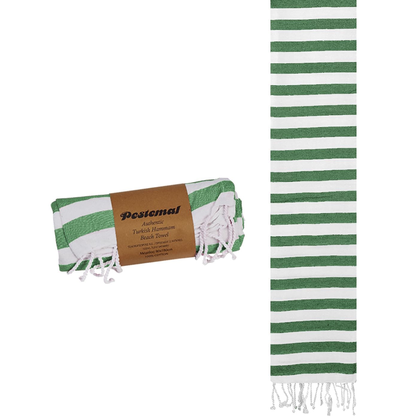 Πετσέτα Θαλάσσης Pestemal Ριγέ ~280g 90x180cm SummerTiempo 62841 - Πράσινο - (1ΤΕΜ) - (42-821)