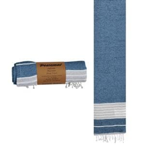 Πετσέτα Θαλάσσης Pestemal Γκρί Ρίγες ~280g 90x180cm SummerTiempo 62843 - Μπλε σκ. - (1ΤΕΜ) - (42-823)