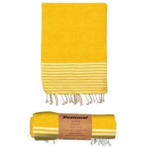 Πετσέτα Θαλάσσης Pestemal Λεπτές Ρίγες ~280g 90x180cm SummerTiempo 622965 - Κίτρινο - (1ΤΕΜ) - (42-2945)