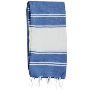 Πετσέτα Θαλάσσης Pestemal Λευκή Φάσα ~280g 90x180cm SummerTiempo 623191 - Μπλε σκ. - (1ΤΕΜ) - (42-3171)