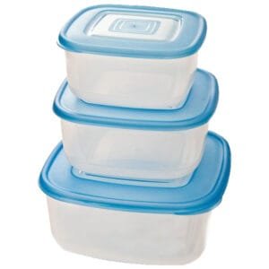 Σετ 3 πλαστικά τετράγωνα φαγητοδοχεία 750ml, 1,2lt & 2lt [70101700] - (Περιλαμβάνει 2 τεμ)