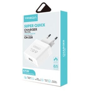 Treqa Φορτιστής Χωρίς Καλώδιο usb adapter 65W CH-228 [30601331] - (Περιλαμβάνει 2 τεμ)