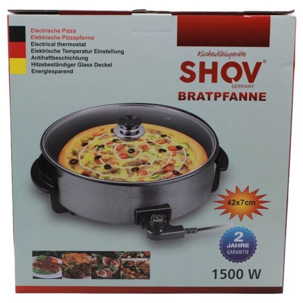 SHOV Pizzapfanne ΦΟΥΡΝΟΣ ΠΙΤΣΑΣ - Τεπανγιάκι - Ηλεκτρικό Αντικολλητικό Σκεύος με Ρυθμιζόμενο Θερμοστάτη 1500W - Image 4