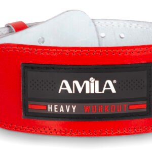 Ζώνη Άρσης Βαρών AMILA Δερμάτινη Κόκκινη Γ΄ Quality L 44307