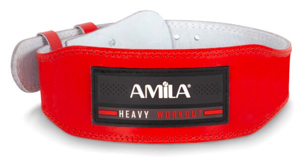 Ζώνη Άρσης Βαρών AMILA Δερμάτινη Κόκκινη Γ΄ Quality L 44307