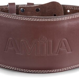 Ζώνη Άρσης Βαρών AMILA Δερμάτινη Καφέ B Quality S 94920