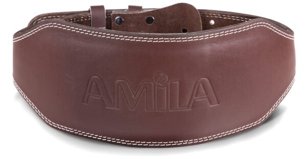 Ζώνη Άρσης Βαρών AMILA Δερμάτινη Καφέ B Quality S 94920