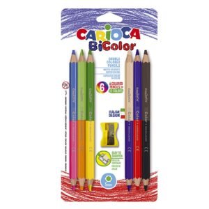 Ξυλομπογιές Jumbo Διπλής Γραφής με Ξύστρα Carioca σετ=6τεμ Carioca 42264 - (1ΣΕΤ) - (60-724)