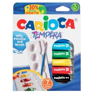 Σετ 7 Τέμπερες Παλέτα & Πινέλο Carioca 7x10mL Carioca 40011 - (1ΣΕΤ) - (60-725)