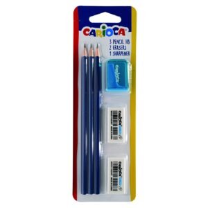 Σετ 3 Μολύβια & 2 Γόμες & 1 Ξύστρα Carioca 43287 - (1ΣΕΤ) - (60-776)
