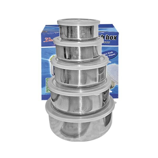 Δοχεία Τροφίμων Inox σετ=5τεμ 18x6cm/16cm/14cm/12cm/10cm Homie 101138 - (1ΣΕΤ) - (81-118)