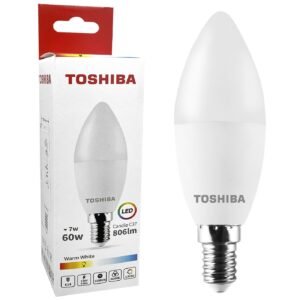 Λάμπα LED Toshiba Κερί για Ντουί e14 Θερμό Λευκό 230v N_std c37 e14 7w 3000k Toshiba 00168835 - (1ΤΕΜ) - (88-449)