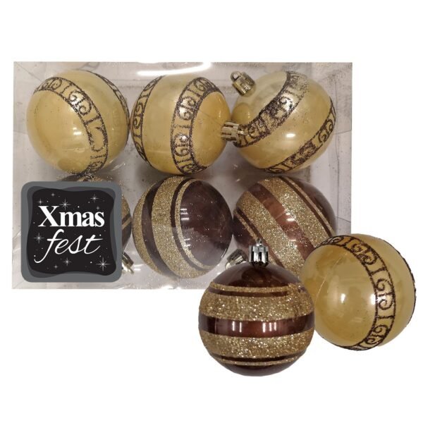 Μπάλες Ντεκόρ Καφέ-Χρυσό πακ=6τεμ φ6cm ø6cm Xmasfest 1132845 - (1ΠΑΚ) - (93-2825)