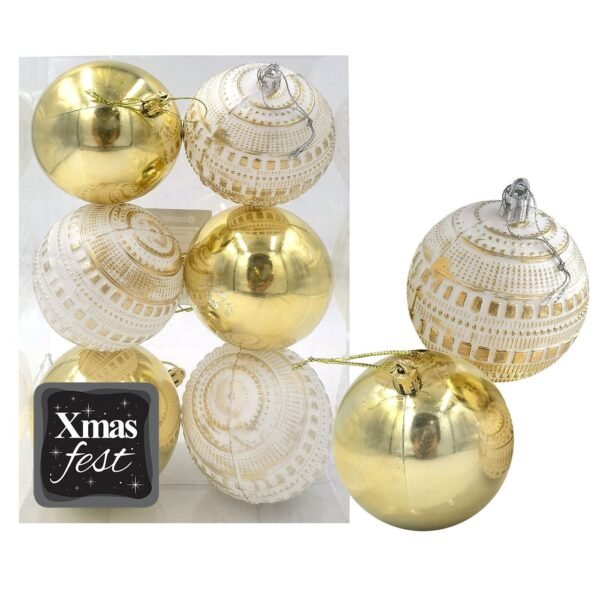 Μπάλες Ανάγλυφες Αντικέ μιξ με Χρυσές πακ=6τεμ φ7 ø7cm Xmasfest 1133586 - (1ΠΑΚ) - (93-3566)