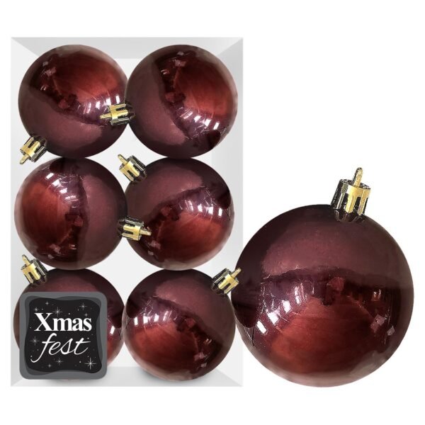 Μπάλες Γυαλιστερές Μπορντώ πακ=6τεμ φ10 ø10cm Xmasfest 1133563 - (1ΠΑΚ) - (93-3543)