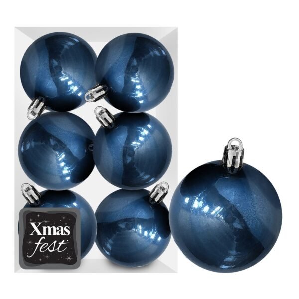 Μπάλες Γυαλιστερές Σκούρο Πετρόλ πακ=6τεμ φ8 ø8cm Xmasfest 1133566 - (1ΠΑΚ) - (93-3546)