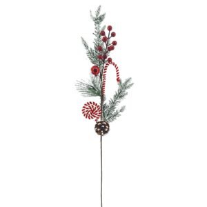 Κλαδί με Γλειφιτζούρι, Κουκουνάρι, γκι 70cm Xmasfest 1133895 - (1ΤΕΜ) - (93-3875)