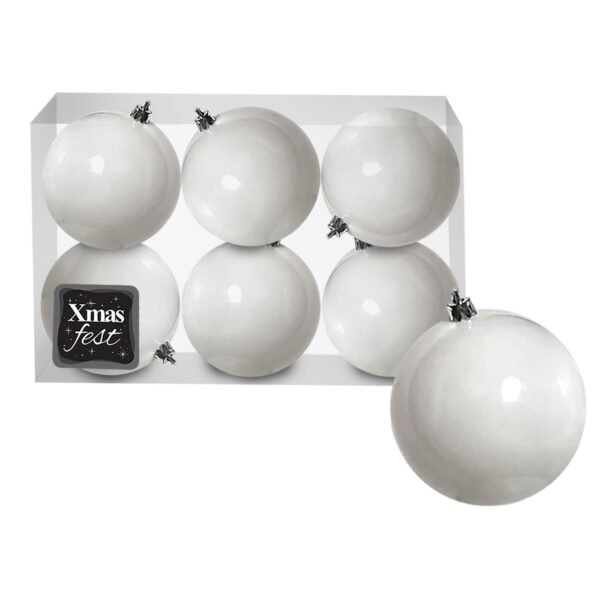 Μπάλες Λευκές πακ=6τεμ φ6 ø6cm Xmasfest 1131345 - (1ΠΑΚ) - (93-1325)