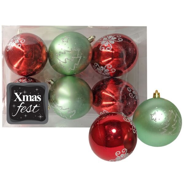 Μπάλες Ντεκόρ 2 Πράσινες & 4 Κόκκινες φ8 ø8cm Xmasfest 1132776 - (1ΠΑΚ) - (93-2756)