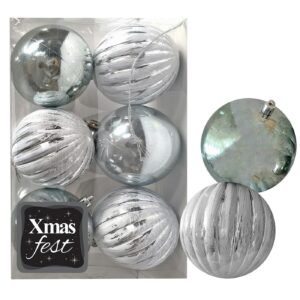 Μπάλες Ανάγλυφες Αντικέ μιξ με Γκριζοπράσινες πακ=6τεμ φ6 ø6cm Xmasfest 1133581 - (1ΠΑΚ) - (93-3561)