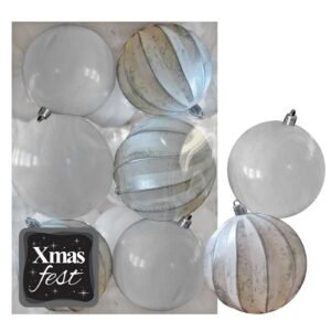 Μπάλες Ανάγλυφες Αντικέ μιξ με Λευκές πακ=6τεμ φ6 ø6cm Xmasfest 1133589 - (1ΠΑΚ) - (93-3569)